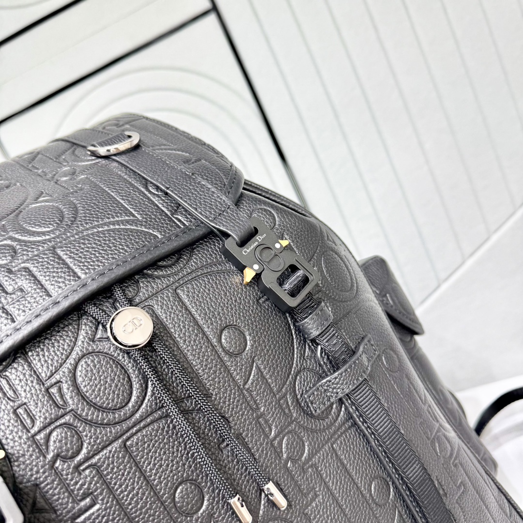 Dior A貨 雙扣設計皮革後背包 男士潮流大容量雙肩包