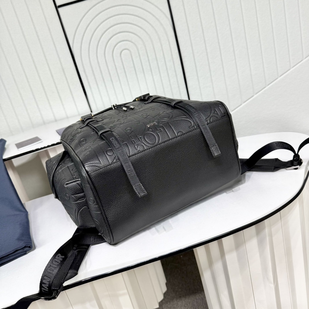 Dior A貨 雙扣設計皮革後背包 男士潮流大容量雙肩包