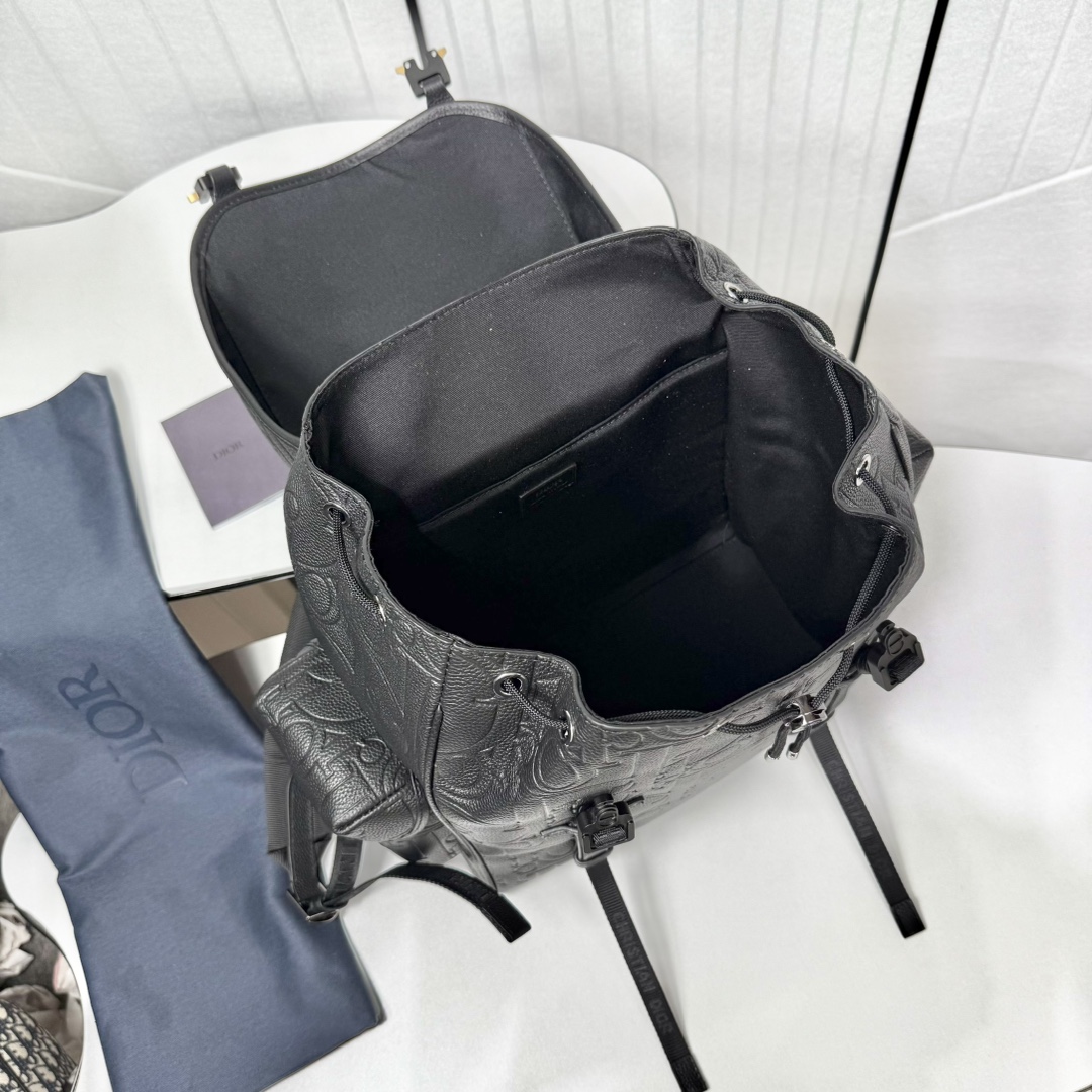 Dior A貨 雙扣設計皮革後背包 男士潮流大容量雙肩包
