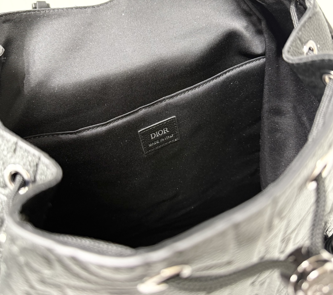 Dior A貨 雙扣設計皮革後背包 男士潮流大容量雙肩包