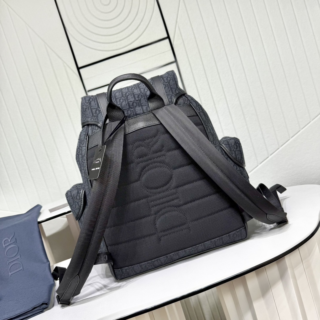 Dior 原單 深色老花後背包 大容量休閒旅行雙肩包