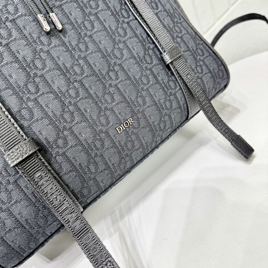 Dior 原單 深色老花後背包 大容量休閒旅行雙肩包