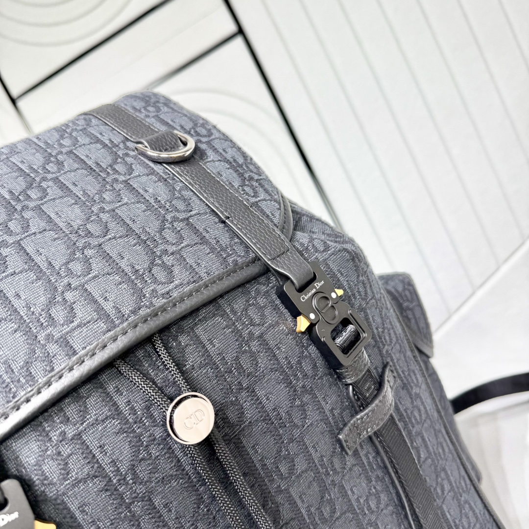 Dior 原單 深色老花後背包 大容量休閒旅行雙肩包