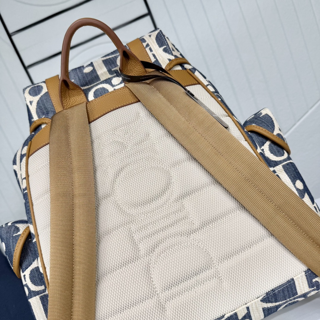 Dior 一比一 拼色老花雙肩包 時尚大容量後背包 休閒旅行款