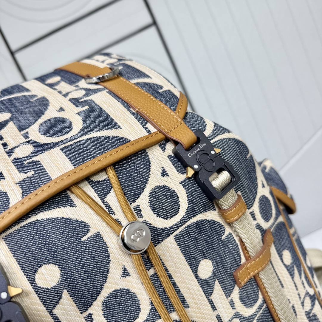 Dior 一比一 拼色老花雙肩包 時尚大容量後背包 休閒旅行款