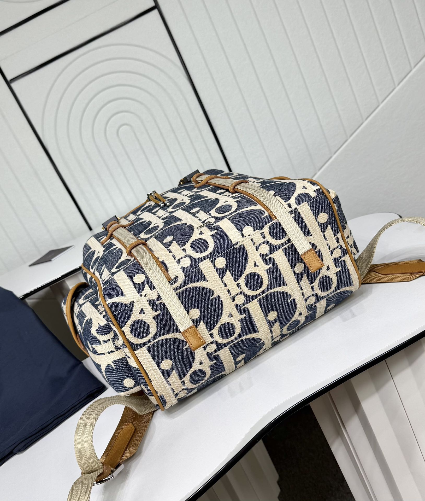 Dior 一比一 拼色老花雙肩包 時尚大容量後背包 休閒旅行款