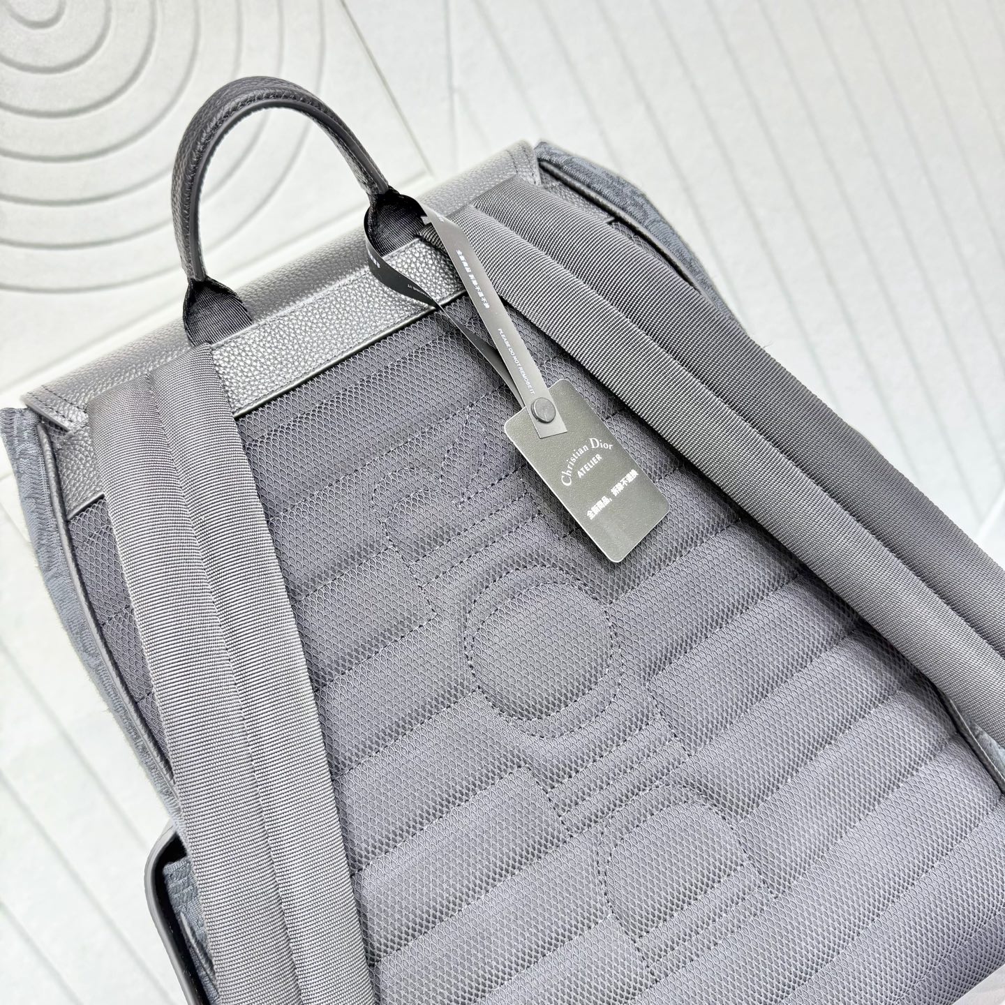 Dior 復刻 Oblique 拼皮翻蓋後背包 深色老花雙肩包 大容量設計