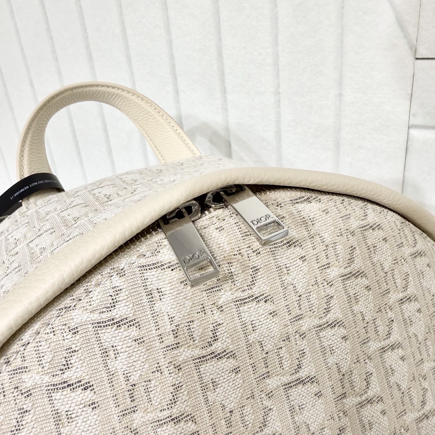 Dior 高仿米白老花後背包 經典休閒雙肩包 大容量設計