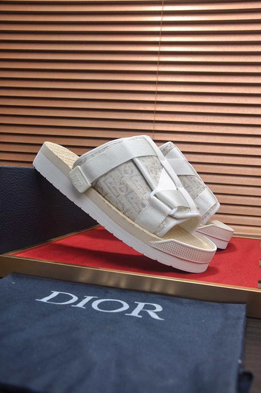 Dior 迪奧 高仿男士涼拖 Oblique交叉綁帶設計米白百搭休閒沙灘拖| 14 Dior 迪奧 高仿男士涼拖 Oblique交叉綁帶設計米白百搭休閒沙灘拖