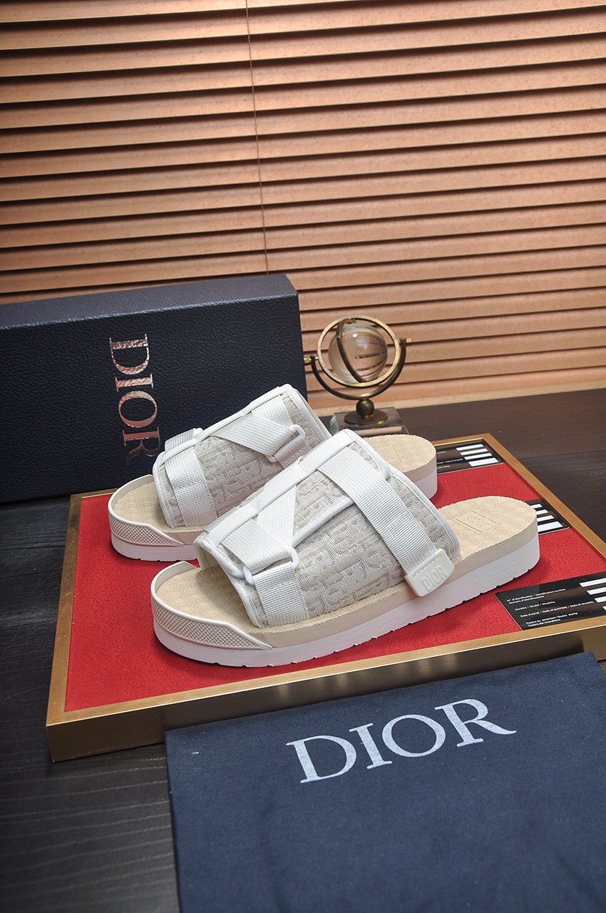 Dior 迪奧 高仿男士涼拖 Oblique交叉綁帶設計米白百搭休閒沙灘拖| 13 Dior 迪奧 高仿男士涼拖 Oblique交叉綁帶設計米白百搭休閒沙灘拖
