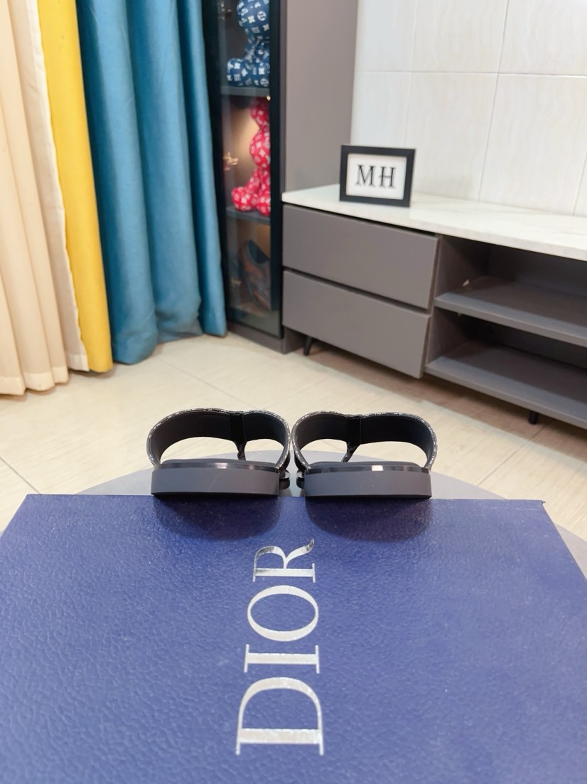 Dior 高仿男士夾腳涼拖 Oblique印花設計黑色人字拖休閒款| 7 Dior 高仿男士夾腳涼拖 Oblique印花設計黑色人字拖休閒款