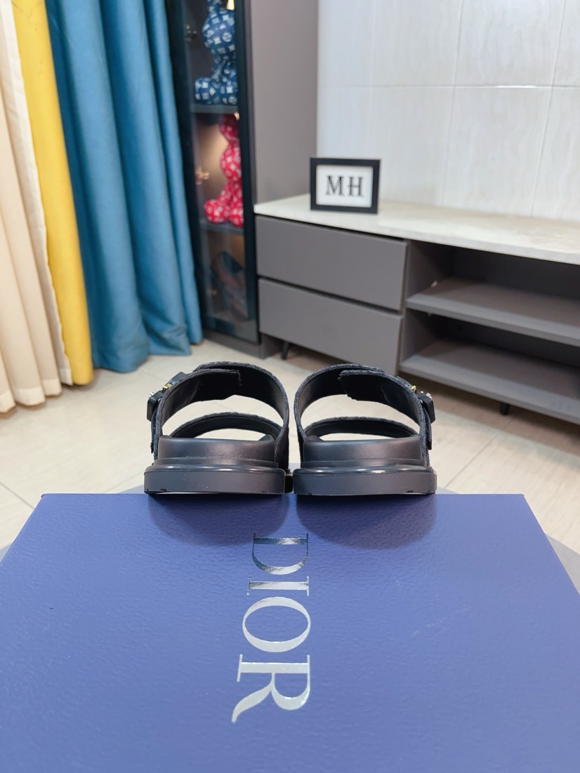 Dior 高仿男士涼拖 深灰Oblique印花雙帶設計低調百搭款