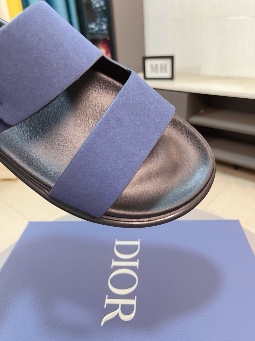 Dior 迪奧 一比一男士涼拖 深藍色極簡雙帶設計低調休閒款