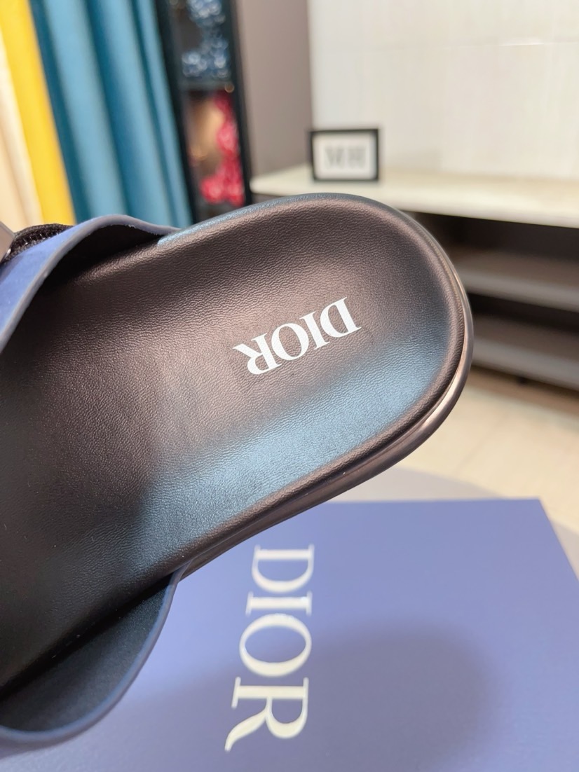 Dior 迪奧 一比一男士涼拖 深藍色極簡雙帶設計低調休閒款