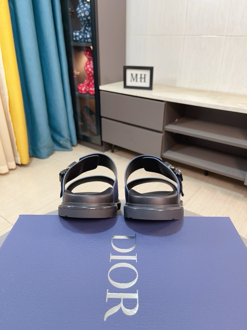 Dior 迪奧 一比一男士涼拖 深藍色極簡雙帶設計低調休閒款