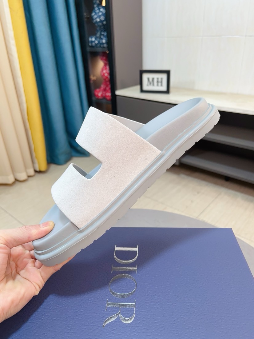 Dior 迪奧 原單男士涼拖 米白色雙帶扣具設計夏季清爽款