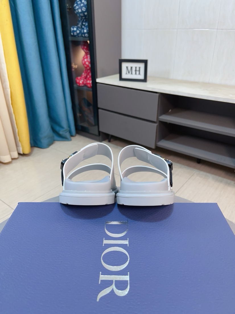Dior 迪奧 原單男士涼拖 米白色雙帶扣具設計夏季清爽款