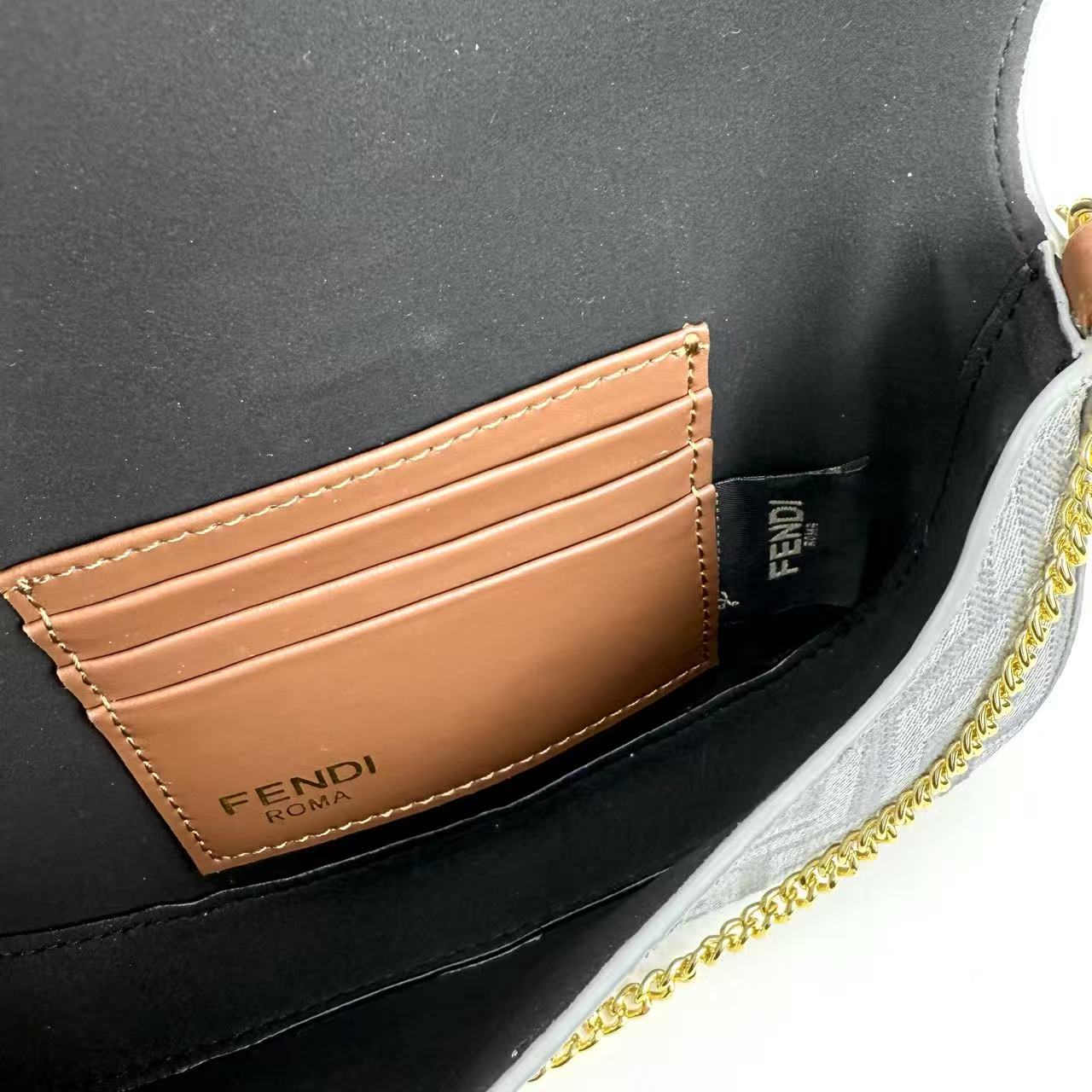 Fendi 原單 FF老花鏈條翻蓋斜背包復古經典迷你包