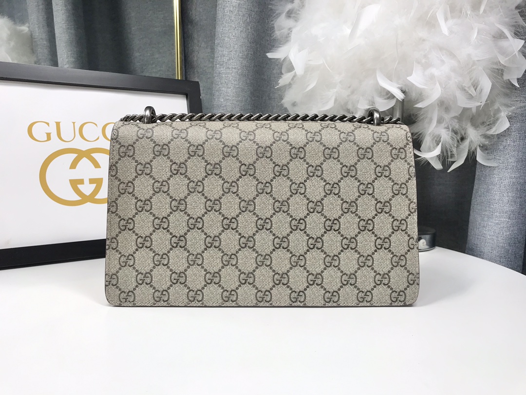 Gucci Dionysus 酒神包 GG Supreme 紅色拼接鍊條單肩包 28cm