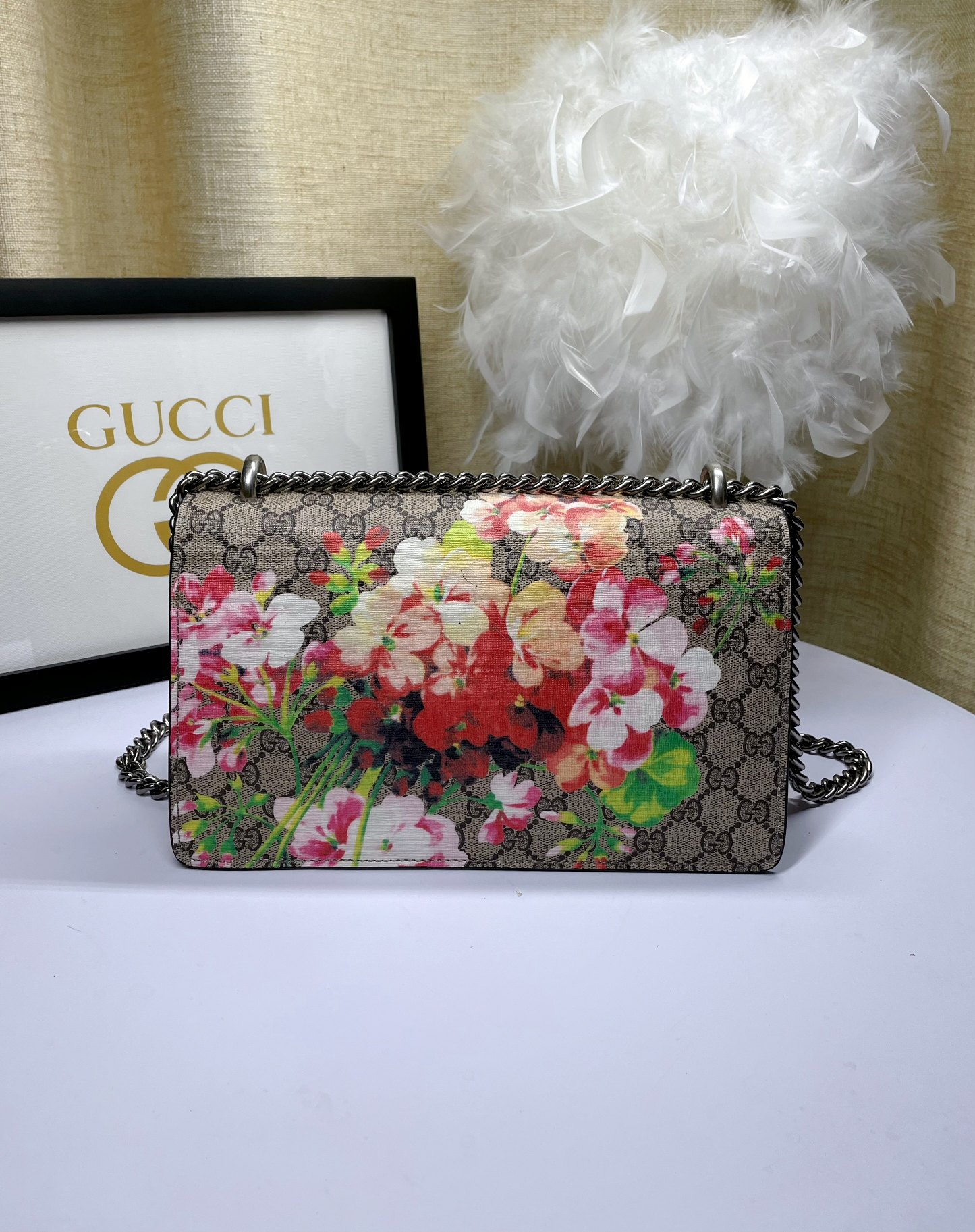 Gucci Dionysus 酒神包 GG Supreme 杏色拼接鍊條包 28cm| 11 Gucci Dionysus 酒神包 GG Supreme 杏色拼接鍊條包 28cm