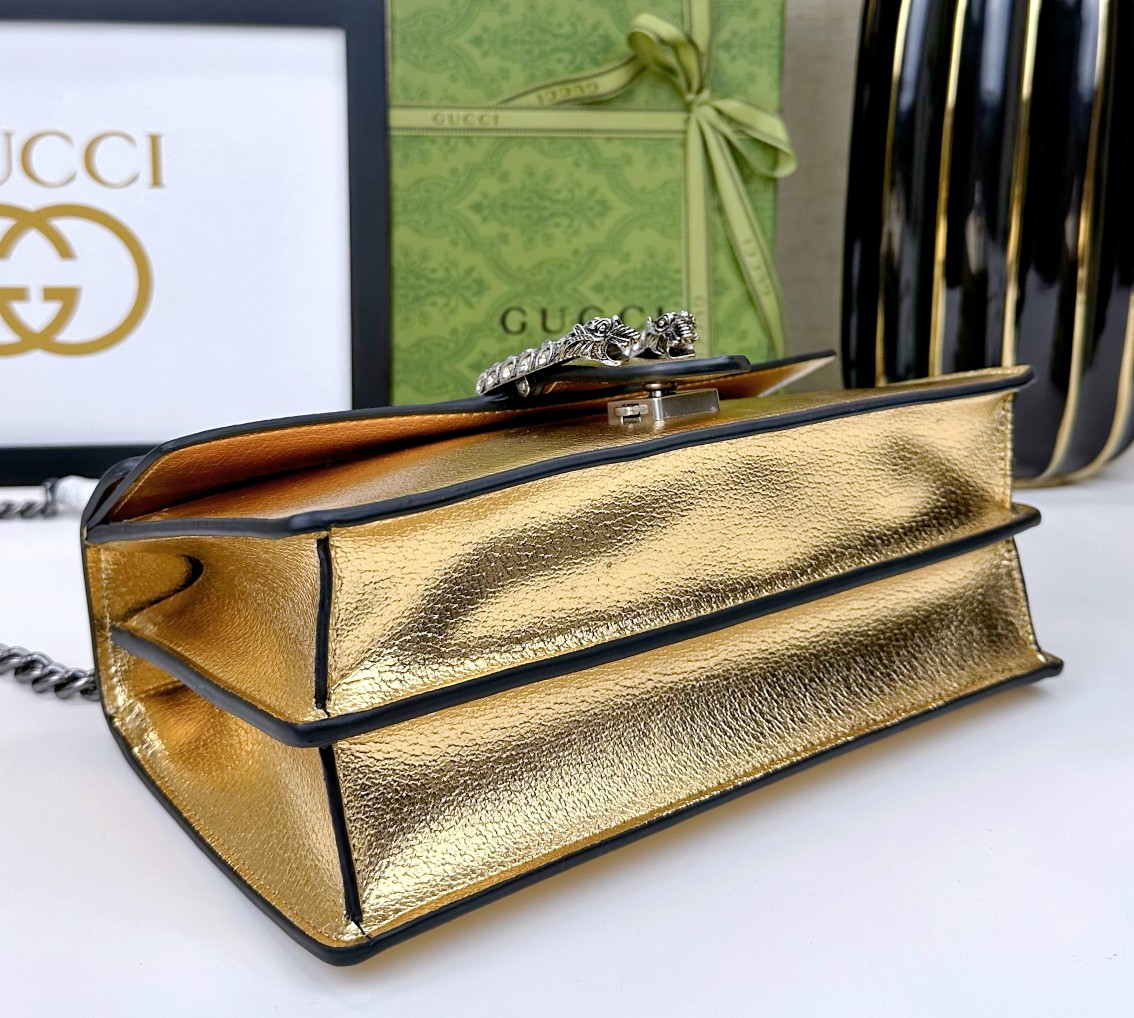Gucci Dionysus 酒神包 金色亮面皮革鍊條包 28cm| 11 Gucci Dionysus 酒神包 金色亮面皮革鍊條包 28cm