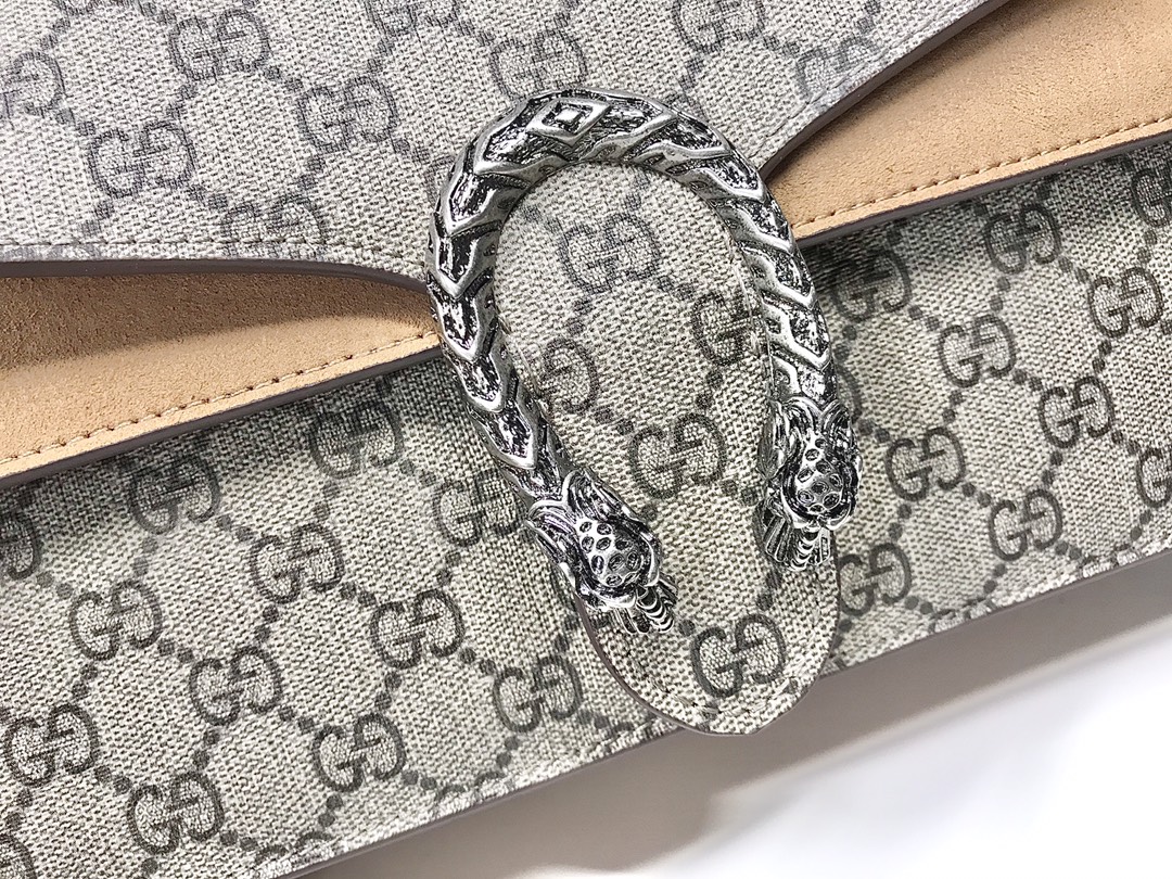 Gucci Dionysus 酒神包 GG Supreme 杏色鍊條包 經典虎頭扣 28cm| 11 Gucci Dionysus 酒神包 GG Supreme 杏色鍊條包 經典虎頭扣 28cm