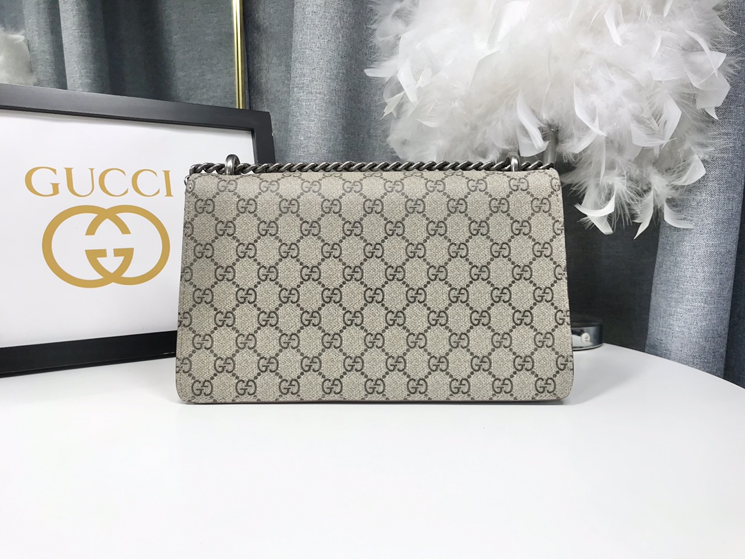 Gucci Dionysus 酒神包 GG Supreme 杏色鍊條包 經典虎頭扣 28cm| 10 Gucci Dionysus 酒神包 GG Supreme 杏色鍊條包 經典虎頭扣 28cm