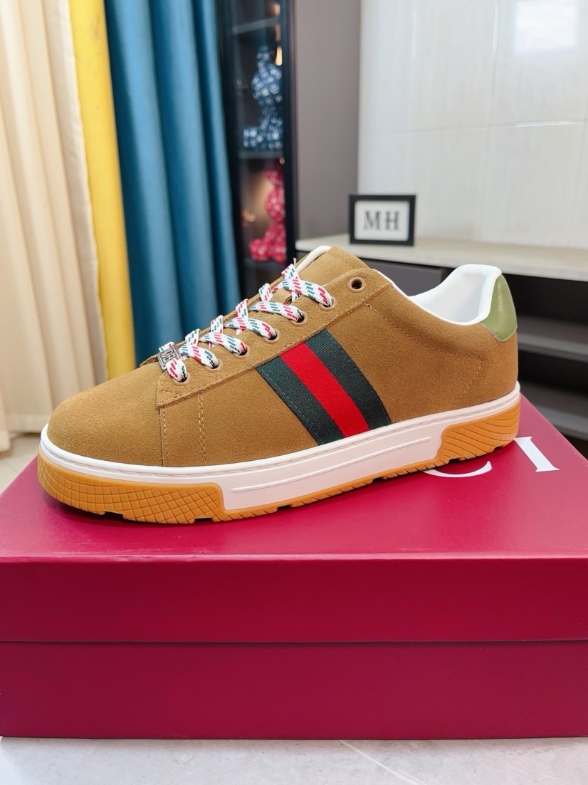 GUCCI 高仿男款經典織帶麂皮休閒鞋 百搭復古潮流運動鞋| 3 GUCCI 高仿男款經典織帶麂皮休閒鞋 百搭復古潮流運動鞋