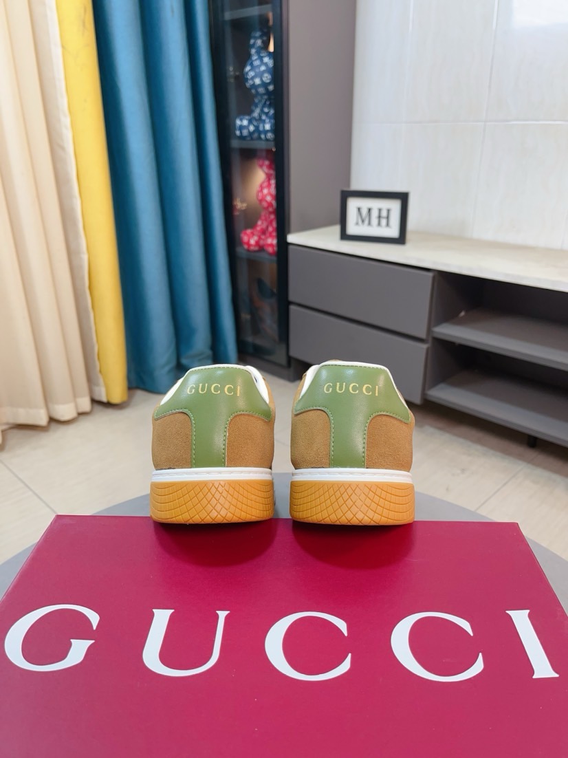 GUCCI 高仿男款經典織帶麂皮休閒鞋 百搭復古潮流運動鞋