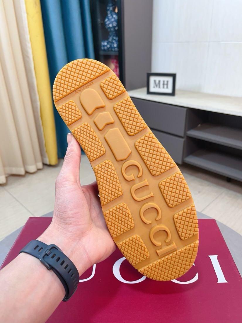 GUCCI 高仿男款經典織帶麂皮休閒鞋 百搭復古潮流運動鞋