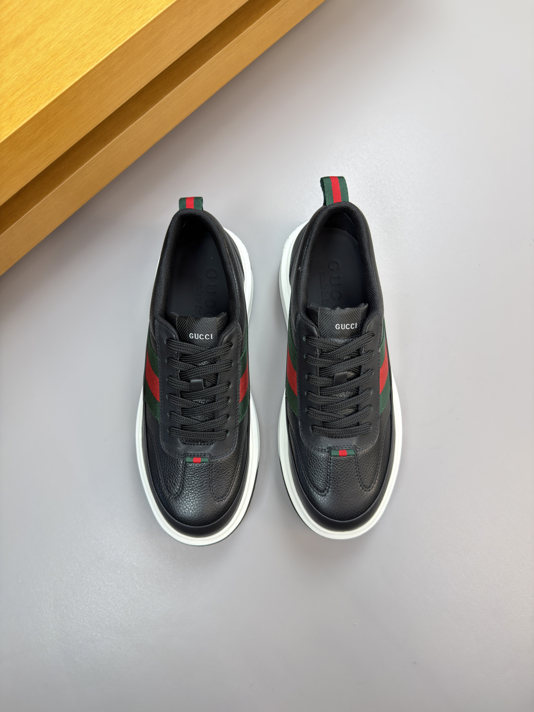 GUCCI A貨男款經典織帶厚底休閒鞋 百搭皮革運動鞋| 14 GUCCI A貨男款經典織帶厚底休閒鞋 百搭皮革運動鞋