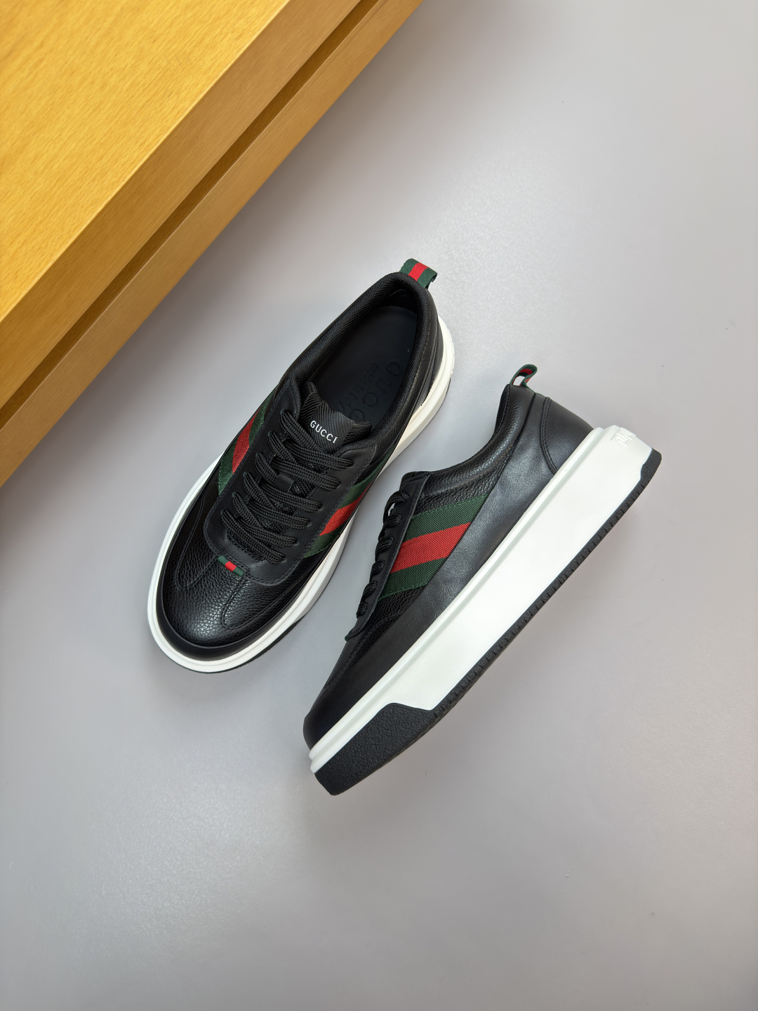 GUCCI A貨男款經典織帶厚底休閒鞋 百搭皮革運動鞋| 13 GUCCI A貨男款經典織帶厚底休閒鞋 百搭皮革運動鞋