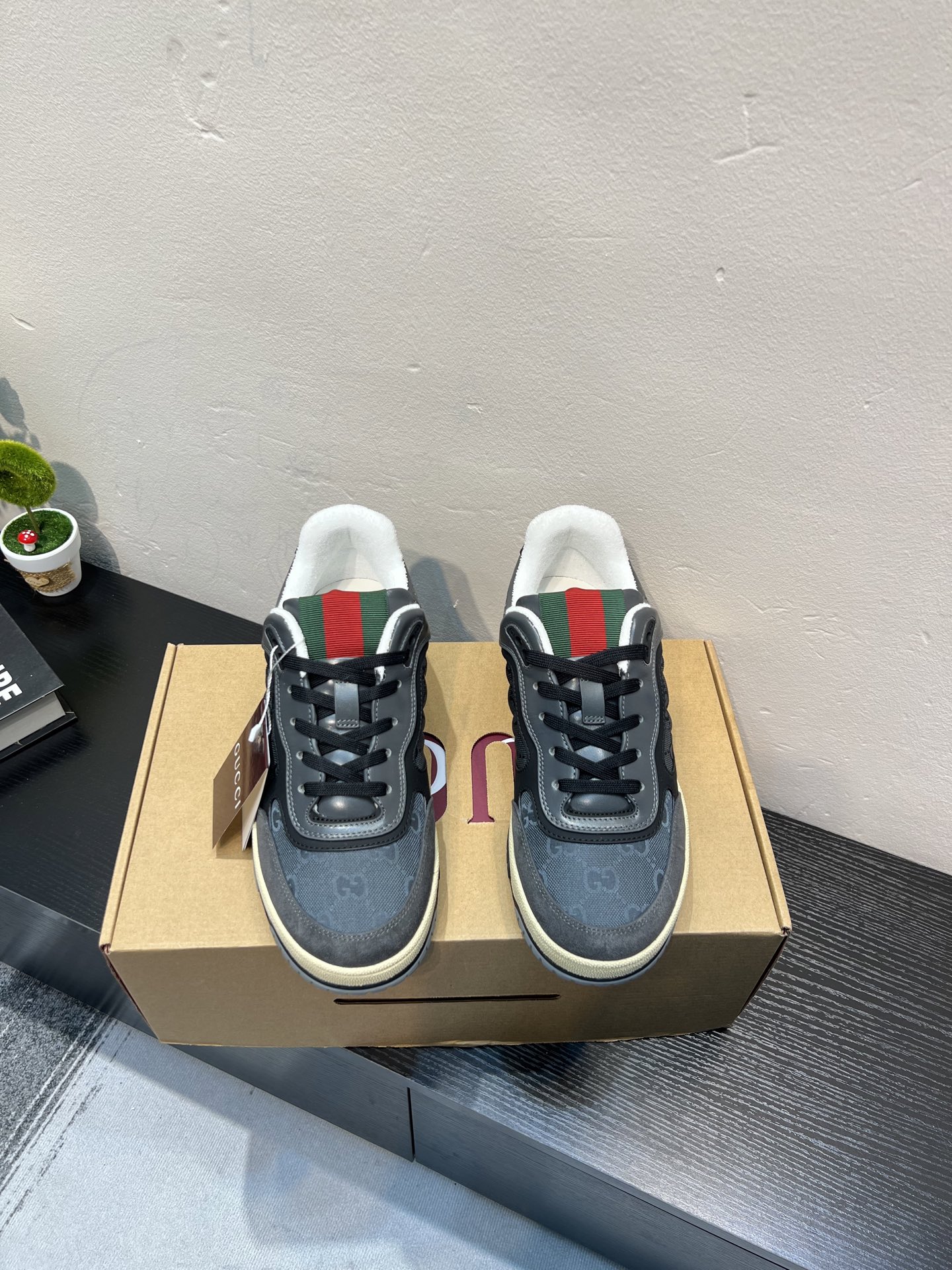 GUCCI 原單男款雙G老花休閒鞋 復古街頭運動鞋