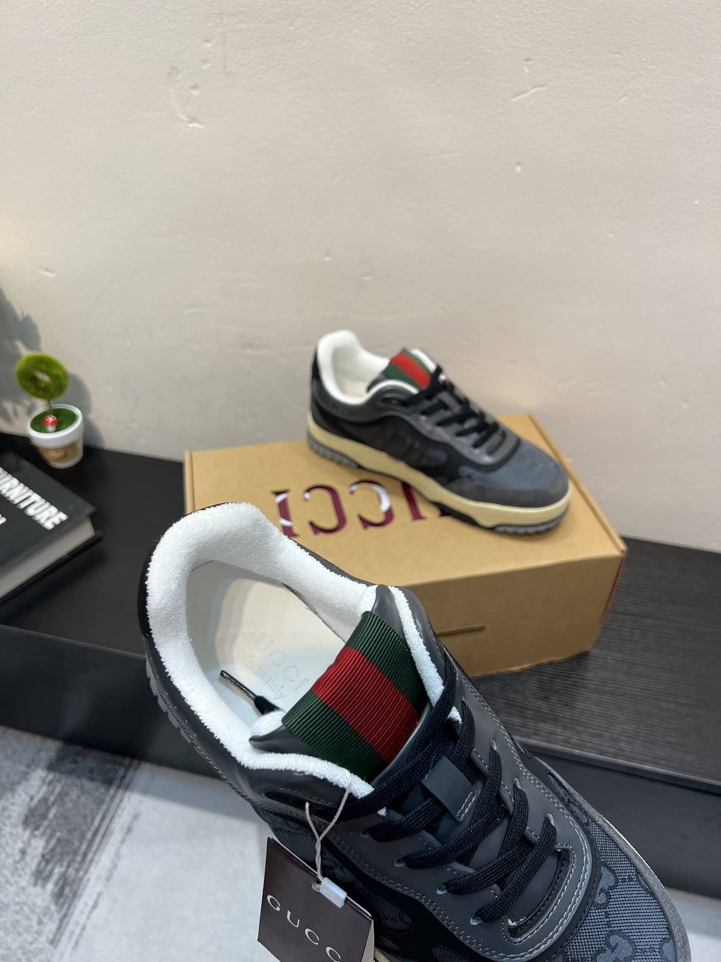 GUCCI 原單男款雙G老花休閒鞋 復古街頭運動鞋