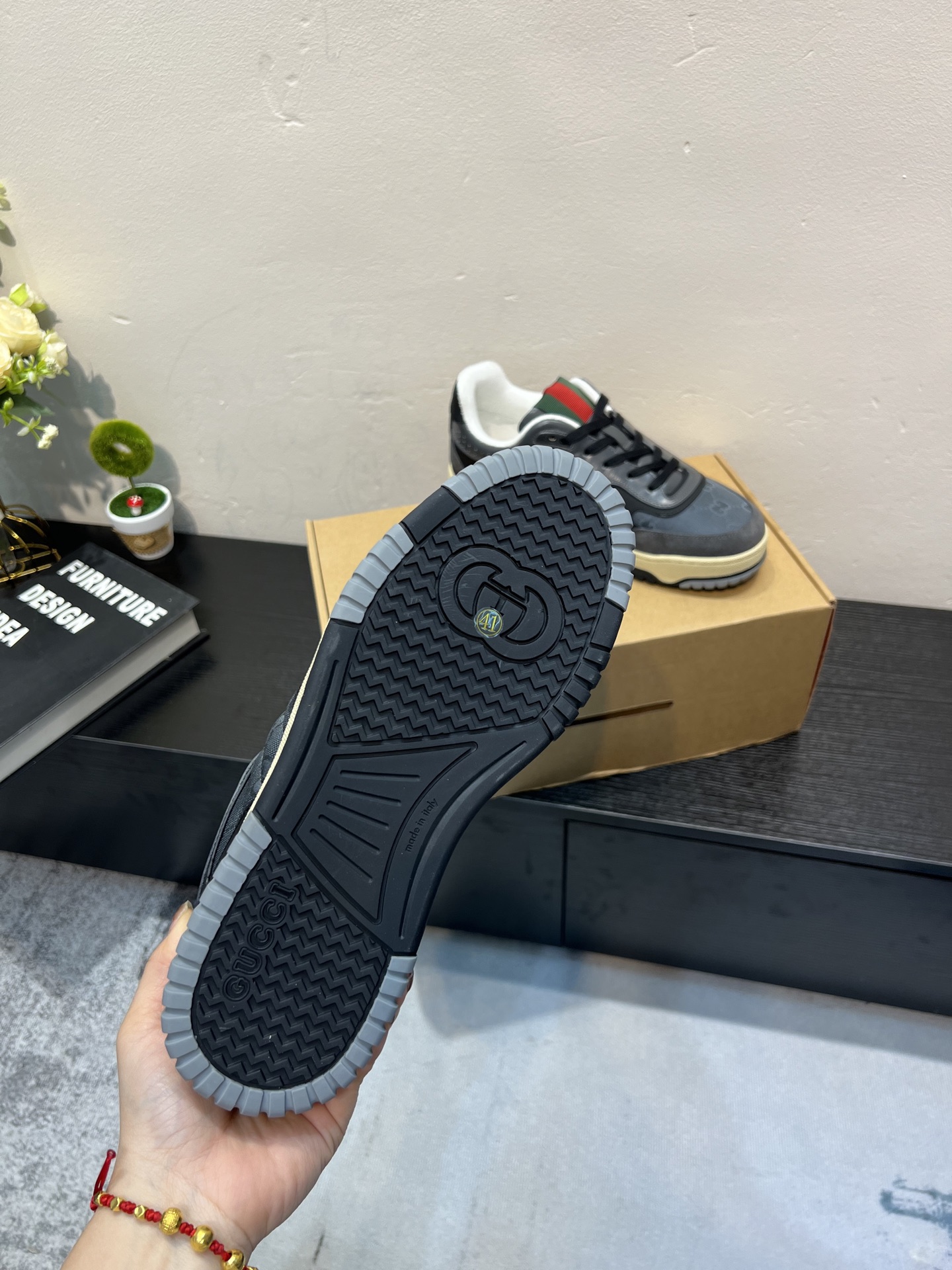 GUCCI 原單男款雙G老花休閒鞋 復古街頭運動鞋