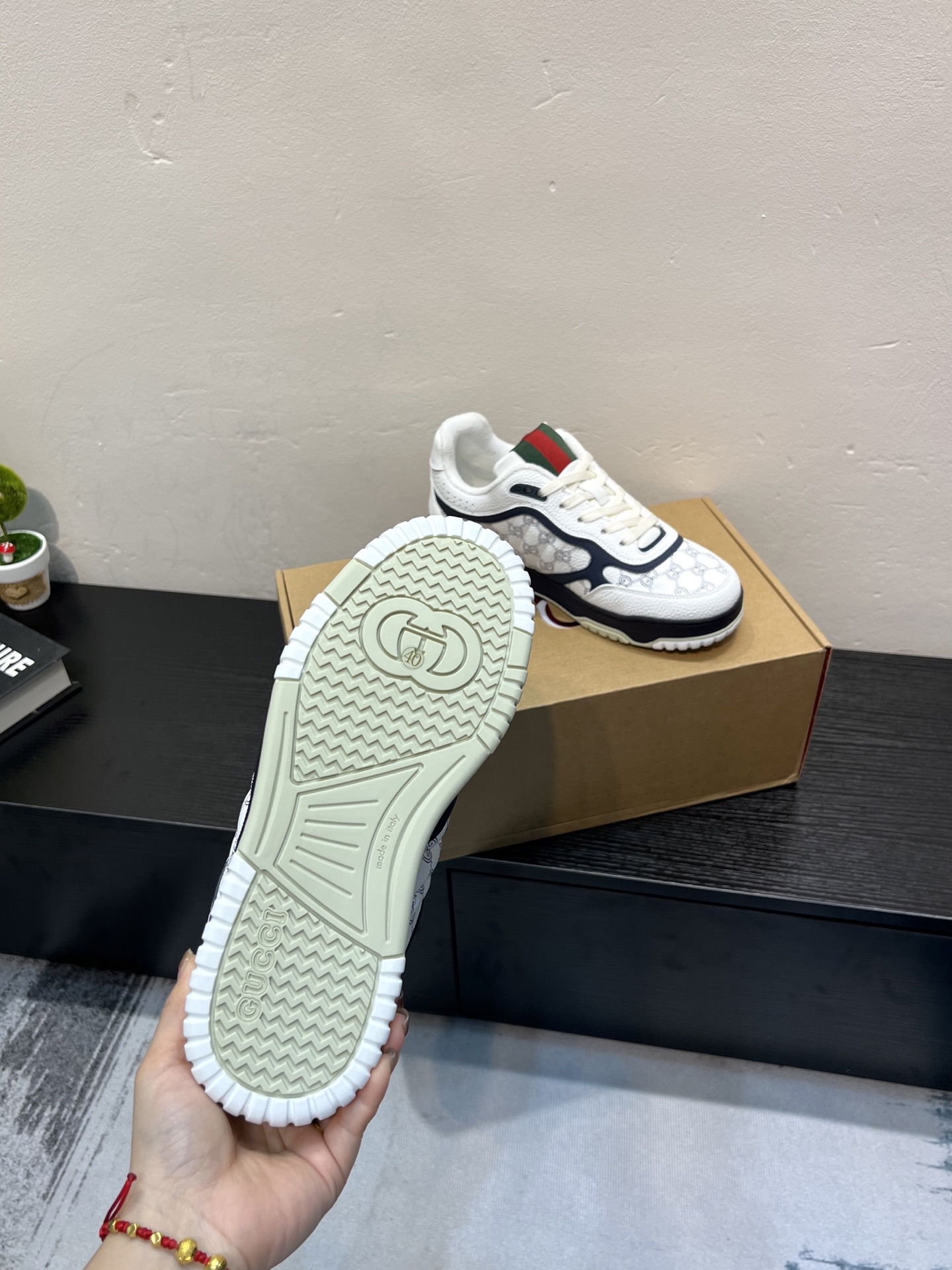 GUCCI A貨男款雙G印花運動鞋 經典白色百搭休閒鞋