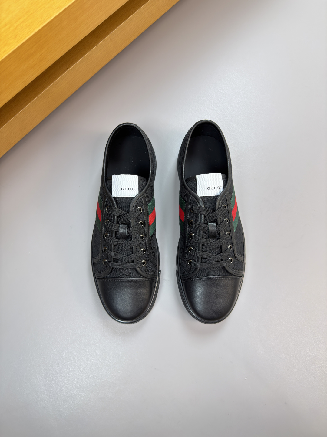 GUCCI 原單男款雙G老花帆布休閒鞋 經典織帶百搭板鞋| 14 GUCCI 原單男款雙G老花帆布休閒鞋 經典織帶百搭板鞋
