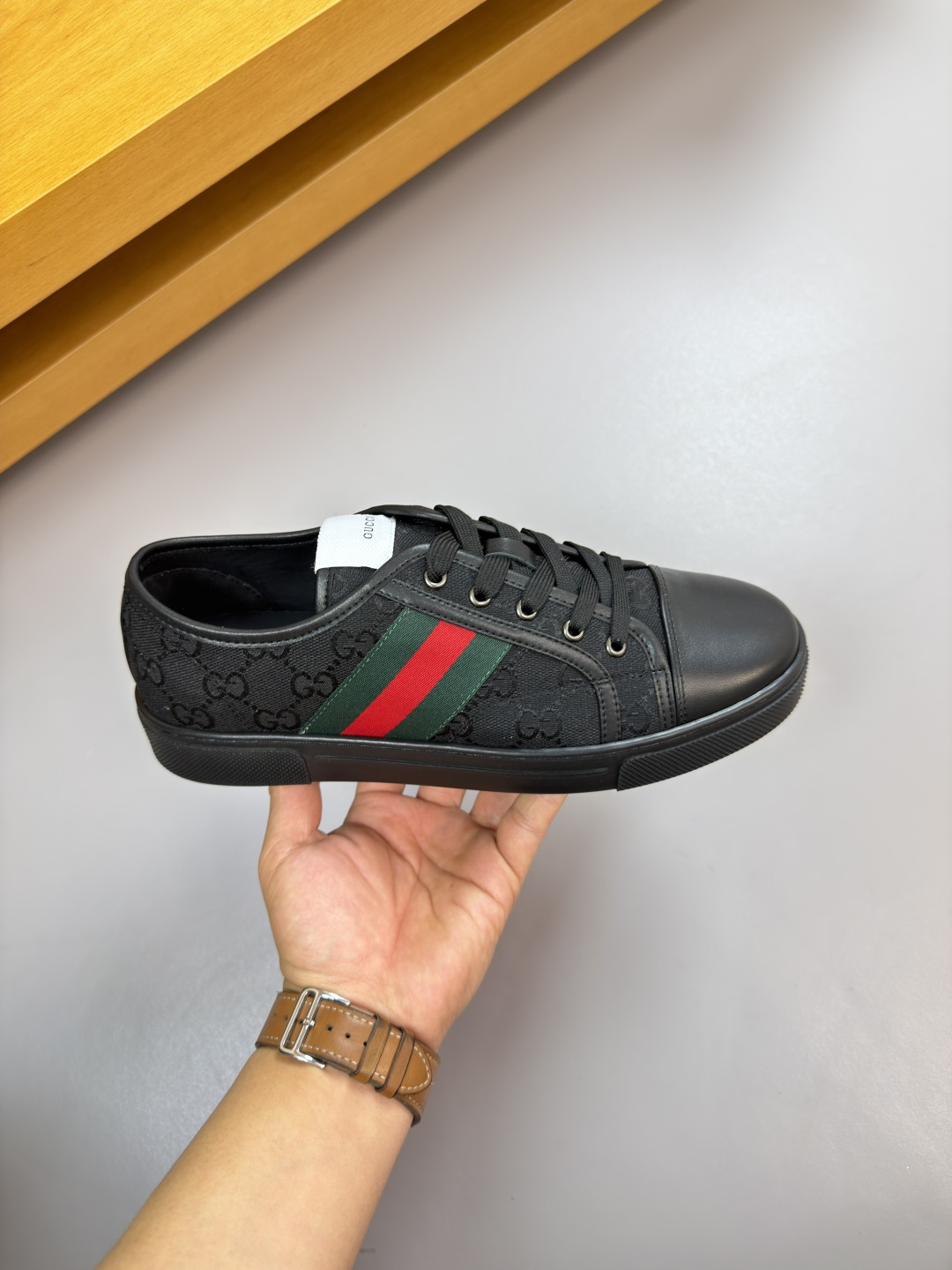 GUCCI 原單男款雙G老花帆布休閒鞋 經典織帶百搭板鞋| 12 GUCCI 原單男款雙G老花帆布休閒鞋 經典織帶百搭板鞋