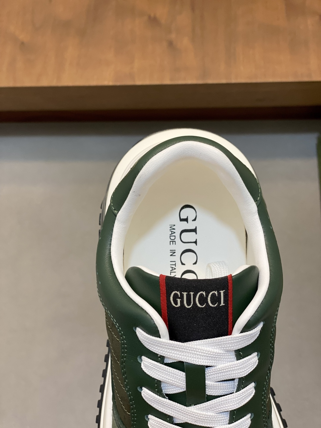 Gucci 一比一綠色GG老花休閒板鞋 時尚百搭運動鞋