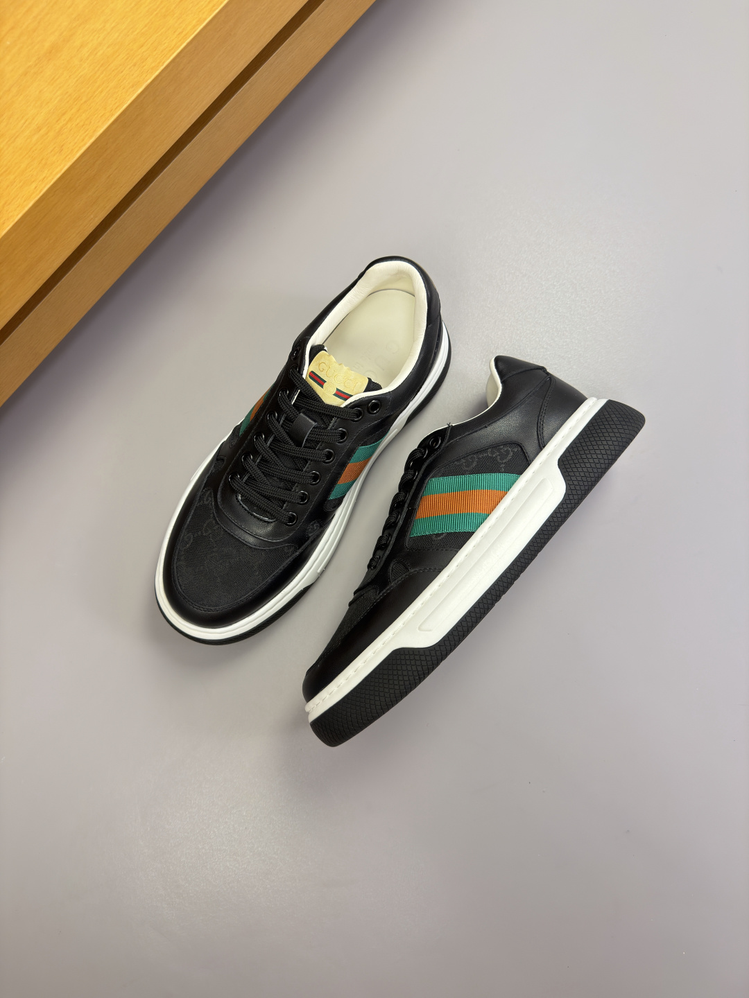 Gucci 高仿復古條紋休閒板鞋 百搭低筒潮流男鞋