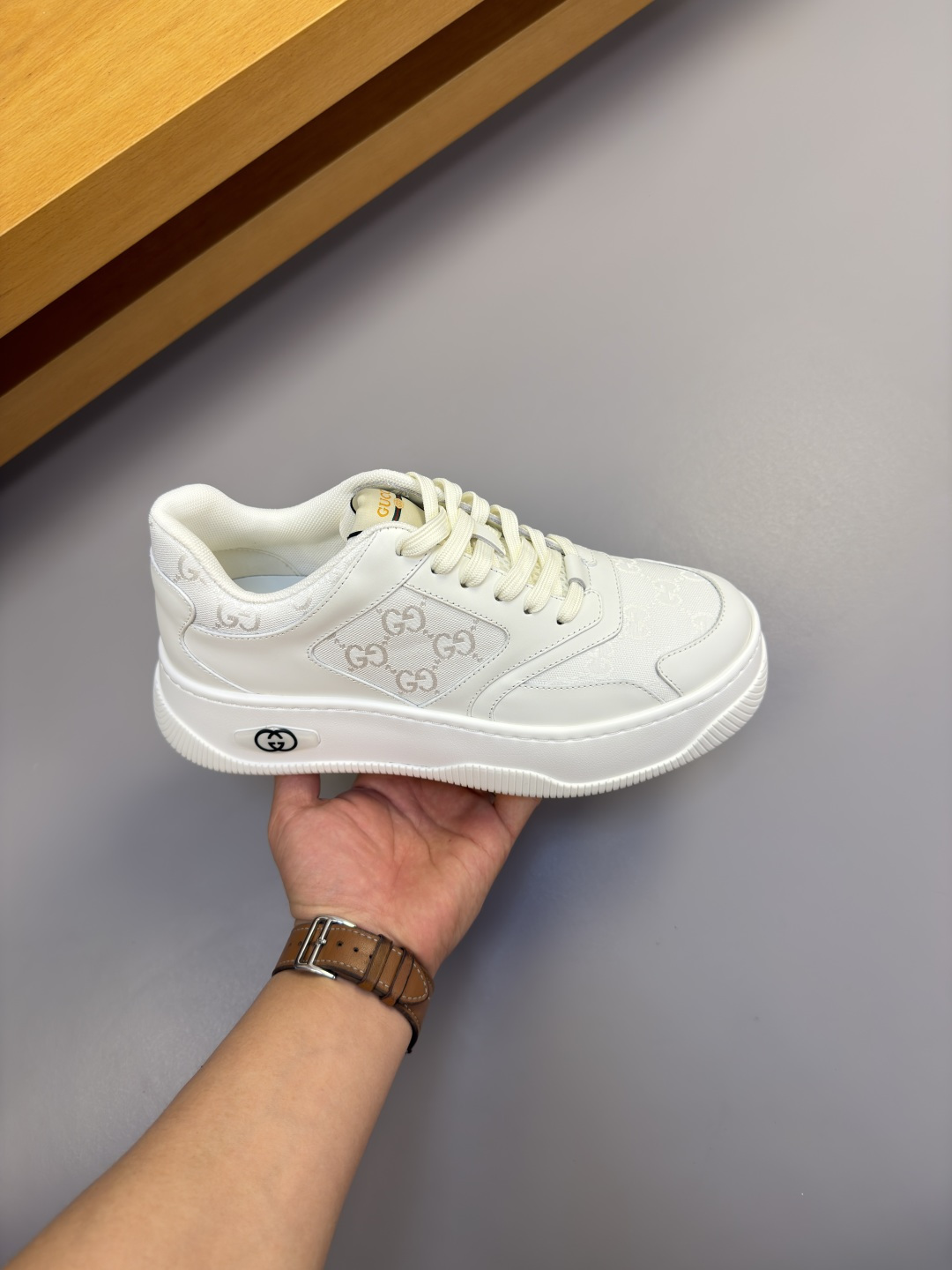 Gucci 復刻全白GG老花厚底休閒鞋 百搭時尚運動鞋| 12 Gucci 復刻全白GG老花厚底休閒鞋 百搭時尚運動鞋