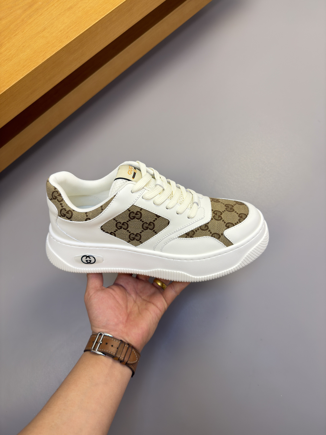 Gucci 原單卡其GG老花厚底休閒鞋 精品百搭男鞋| 12 Gucci 原單卡其GG老花厚底休閒鞋 精品百搭男鞋