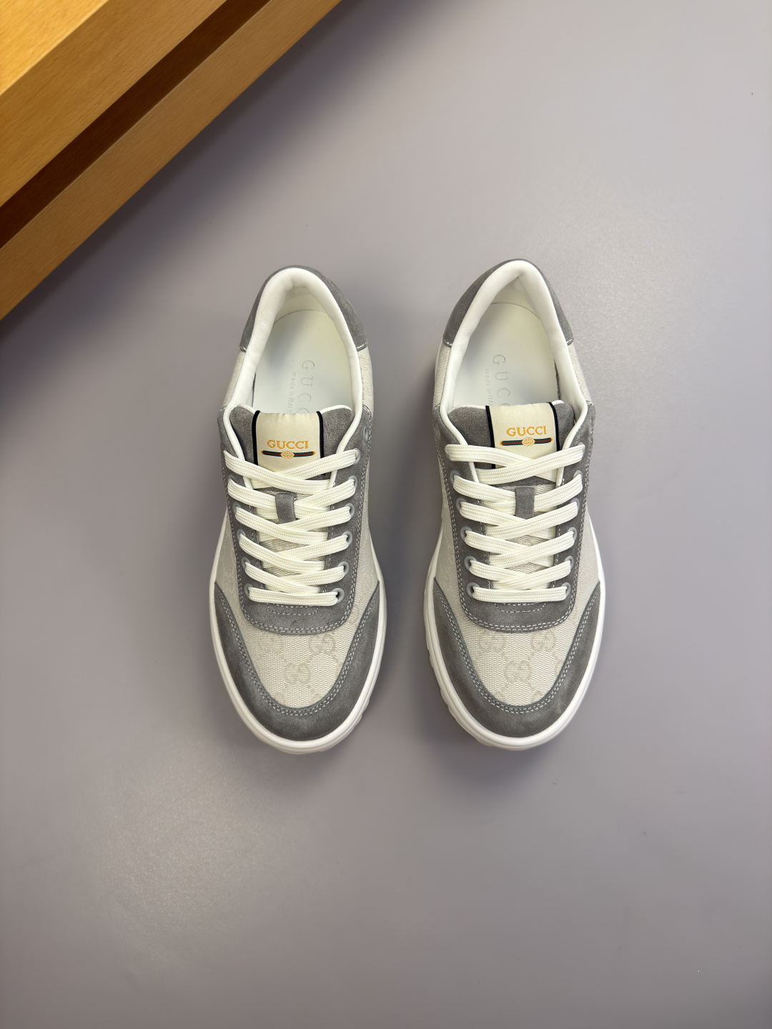 Gucci 復刻灰白GG老花休閒鞋 時尚厚底運動鞋