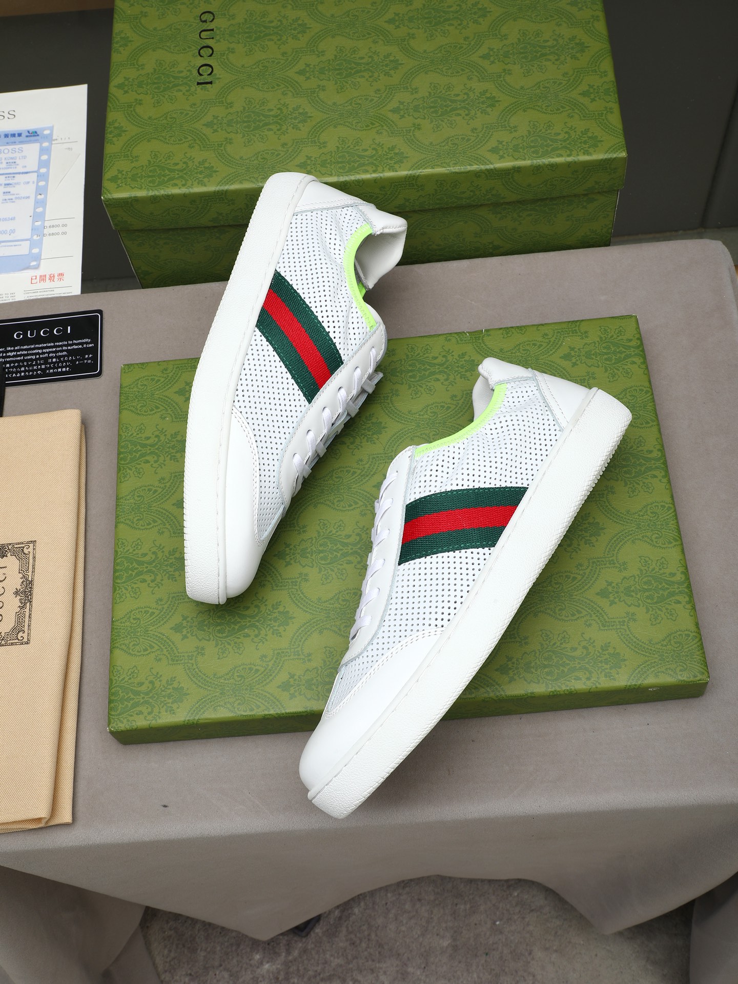 Gucci 原單白色紅綠織帶休閒鞋 透氣精品運動鞋| 8 Gucci 原單白色紅綠織帶休閒鞋 透氣精品運動鞋