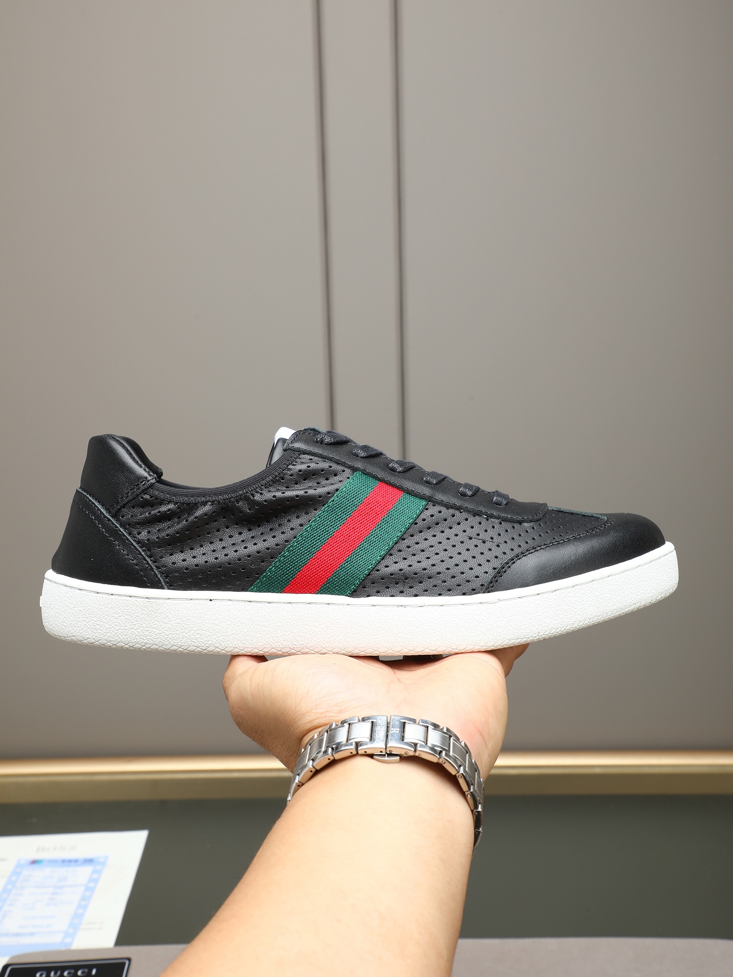 Gucci A貨黑色紅綠織帶休閒鞋 精品百搭運動鞋