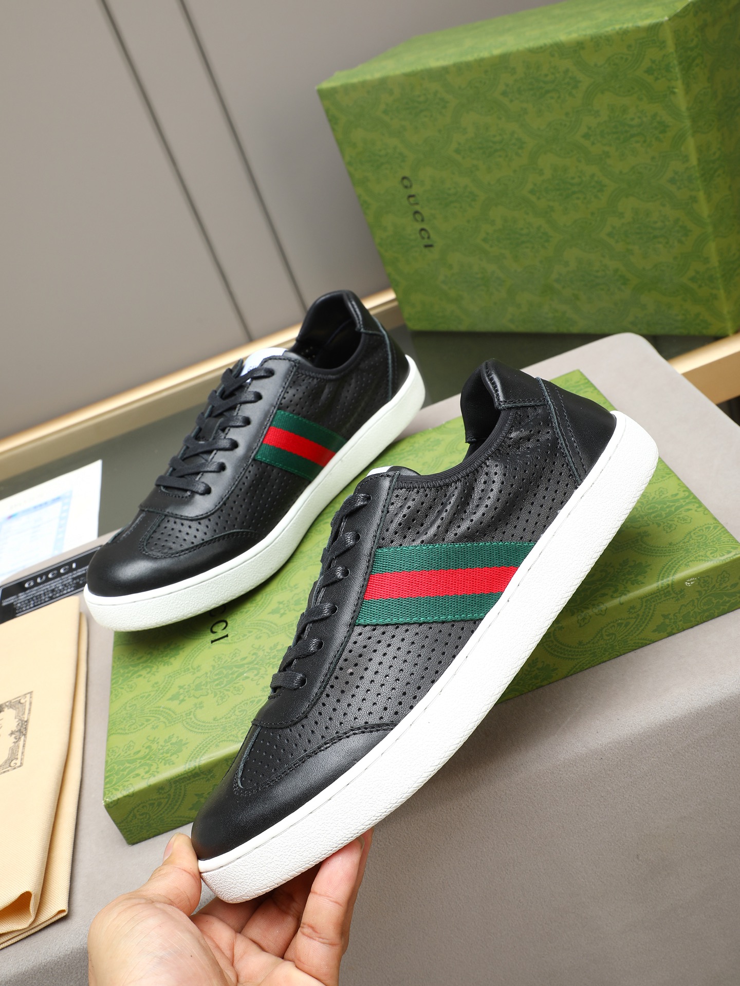 Gucci A貨黑色紅綠織帶休閒鞋 精品百搭運動鞋| 14 Gucci A貨黑色紅綠織帶休閒鞋 精品百搭運動鞋