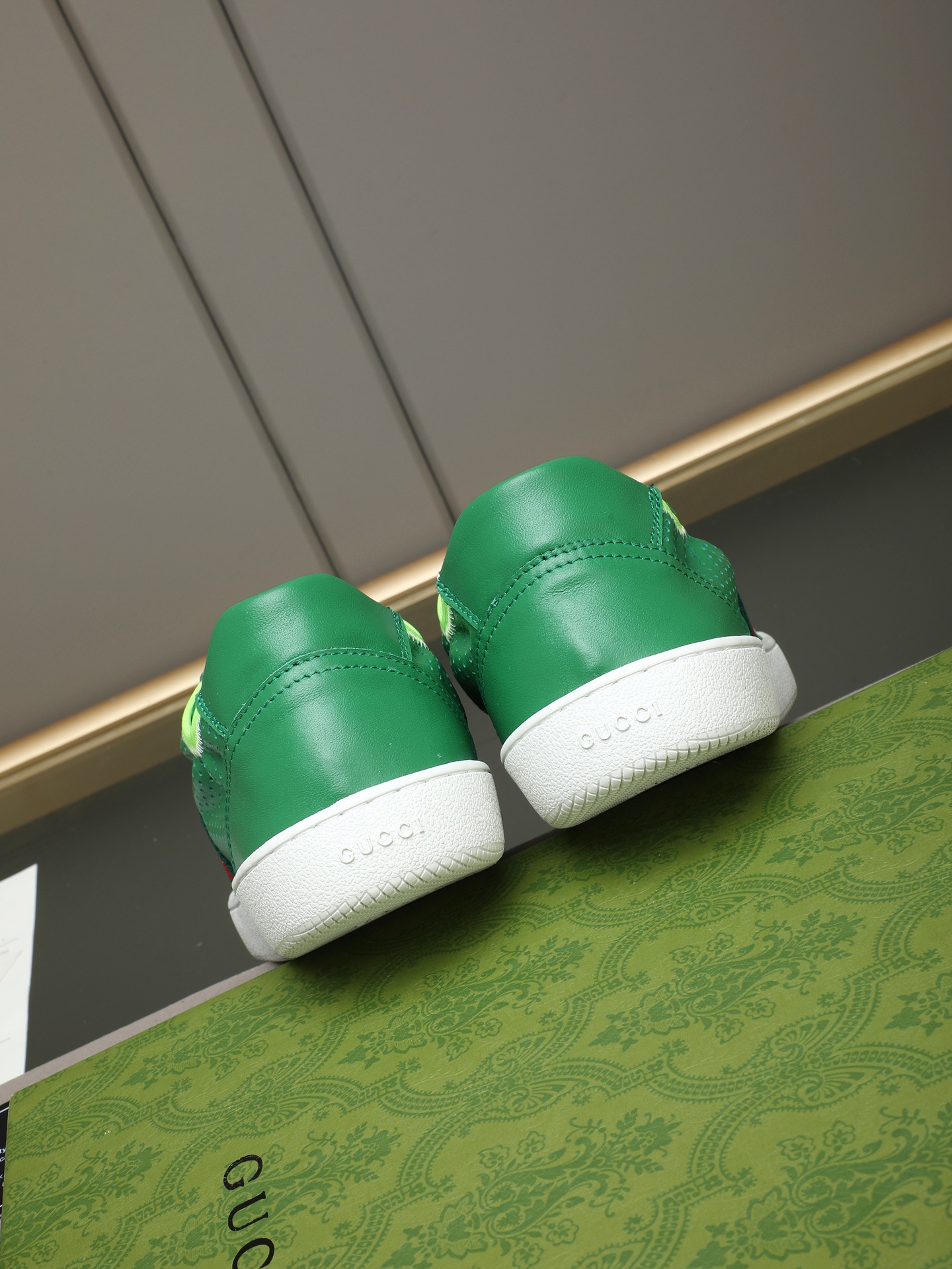 Gucci 高仿綠色紅綠織帶休閒鞋 潮流精品運動鞋