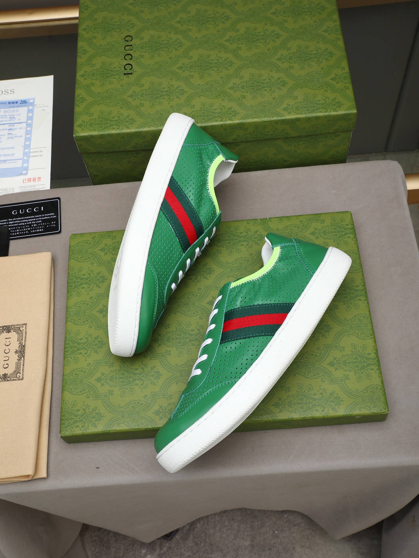 Gucci 高仿綠色紅綠織帶休閒鞋 潮流精品運動鞋