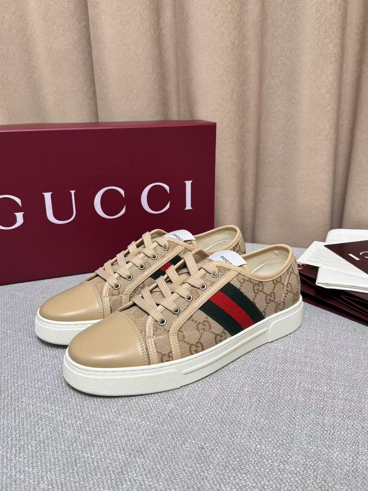 GUCCI 一比一 男款 GG老花低筒休閒鞋 輕奢百搭款