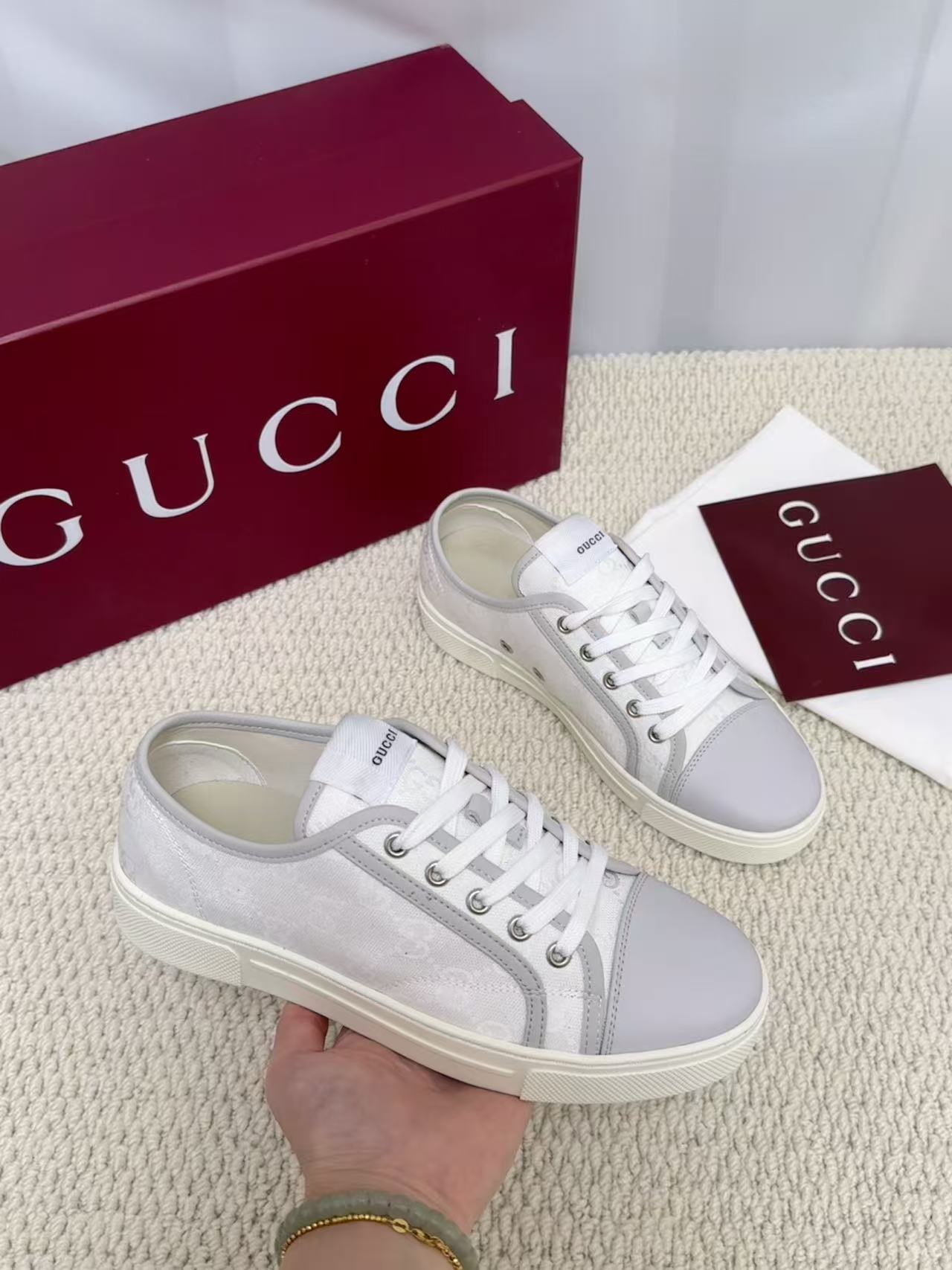 GUCCI 一比一 男款 純白低筒板鞋 極簡清新百搭款| 9 GUCCI 一比一 男款 純白低筒板鞋 極簡清新百搭款